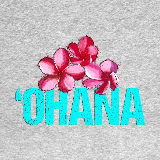 'Ohana Family with Plumerias - Hawaiian Floral Design by dlinca